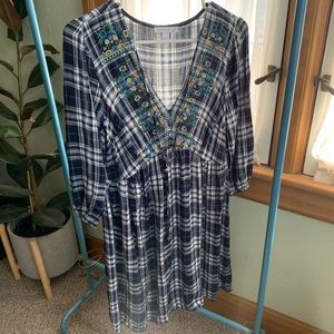 Westport 1962 plaid embroidered dress size small